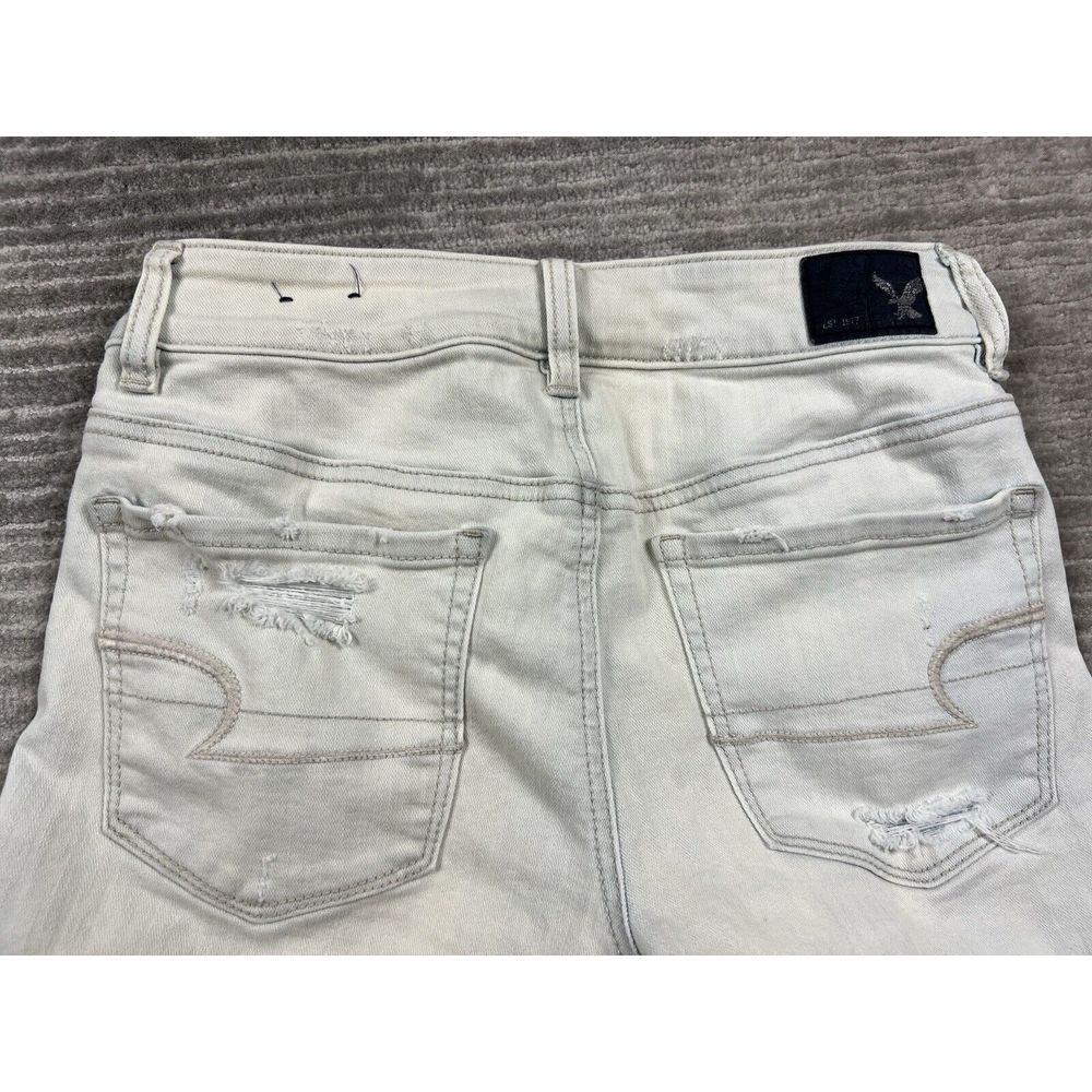 American‎ Eagle Shorts Womens 4 Blue Light Wash Hi Rise Shortie Super Stretch - Picture 9 of 13